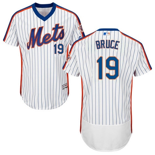 Mets #19 Jay Bruce White(Blue Strip) Flexbase Authentic Collection Alternate Stitched MLB Jersey